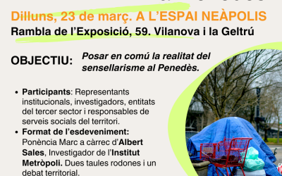 La Fundació Pro-Penedès i l’associació Pro Vegueria Penedès organitzen una jornada sobre sensellarisme per abordar les necessitats i reptes del territori